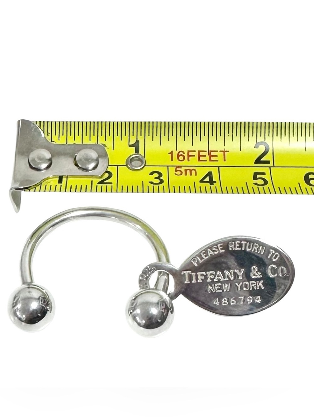 Tiffany & Co. Engraved 925 Silver Ball Keychain with Engraved Return To Charm - Picture 11 of 13